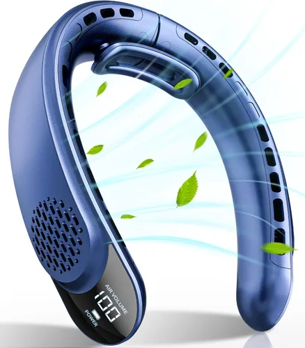 Vista 9 de FrSara Ventilador de cuello portátil que sopla aire frío recargable, dispositivo de refrigeración personal alimentado por batería con USB tipo C