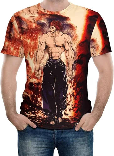 Vista 2 de Camiseta deportiva de manga corta unisex para hombre, diseño de anime Baki The Grappler, Baki Hanma Yujiro, talla 4XL