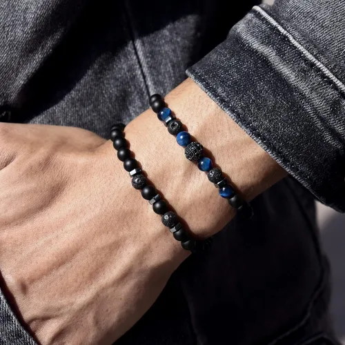Vista 3 de Hoigblxy Pulsera de cuentas para hombre, para hijo, novio, marido, papá, hermano, nieto, aniversario, cumpleaños, Navidad, regalo para él