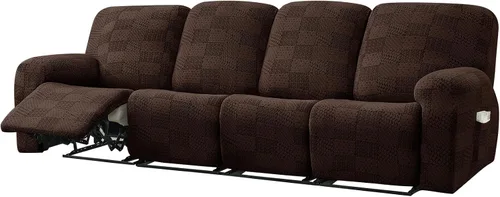 Vista 16 de vctops 10 fundas geométricas para sofá reclinable copetudo, suaves, elásticas y suaves de 4 asientos, funda antideslizante para sofá, protector