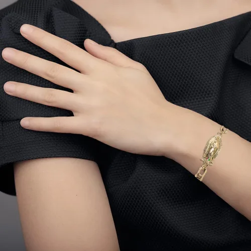 Vista 5 de Pulsera de oro de cadena virgen maría para mujeres y niñas, pulseras La Virgen De Guadalupe, pulseras de abalorios de Nuestra Señora de Guadalupe