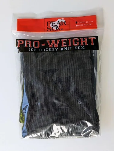 Vista 2 de Calcetines de hockey de color sólido Pro Weight - Tallas para jóvenes y adultos, fabricados en Estados Unidos, tela de punto, gruesos y duraderos