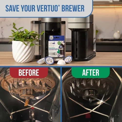 Vista 6 de Kit de descalcificación y limpieza compatible con Nespresso. 2 botellas de solución descalcificadora Nespresso Vertuo. 4 cápsulas de limpieza
