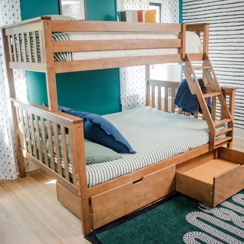 Vista 28 de Max & Lily - Litera, marco de cama individual sobre cama matrimonial para niños, color azul. Climb with Confidence, Sturdiness Redefined