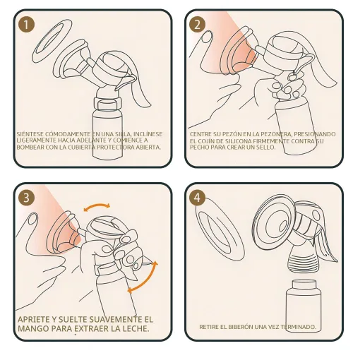 Vista 10 de Extractor de Leche Manual - Bomba de Mano de Succión Ajustable de Silicona para Lactancia, Pequeño Extractor Manual Portátil de Leche Materna