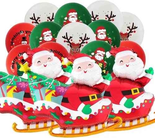 Vista 13 de Globos de papel de aluminio de Navidad, globos de cumpleaños de Navidad, número 1, pingüino, Papá Noel, reno, globo para decoración de fiestas Juego