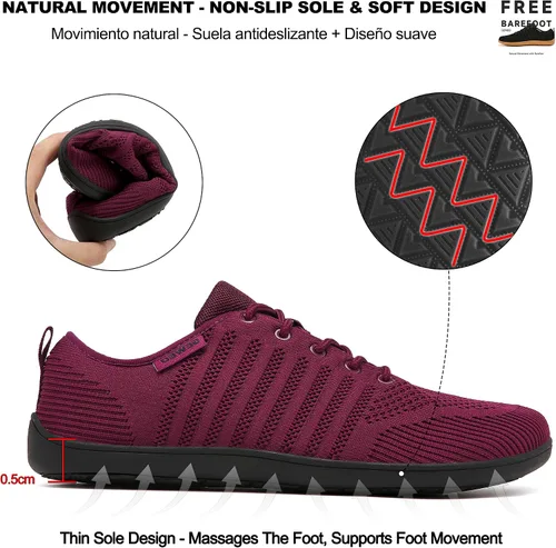 Vista 5 de Geweo Zapatos minimalistas unisex Suela sin caída Puntera ancha Comodidad más flexible Movimiento natural en forma de pie Zapatos deportivos