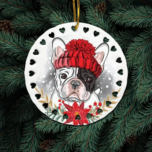 Vista 2 de BELLA BUSTA -Adorno de Navidad para perros, decoración navideña para amantes de los perros, estampado de Navidad UV