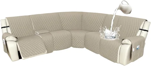 Vista 33 de Arfntevss Fundas de sofá modular reclinable, 100% impermeable, en forma de L, para sillón reclinable en forma de L, funda seccional lavable