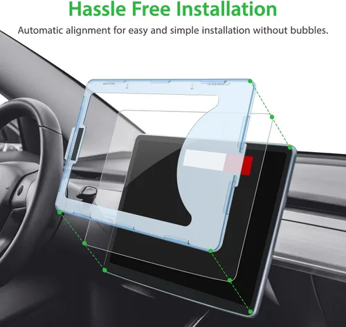 Vista 3 de Bioton Protector de pantalla de vidrio con nanotectura diseñado para Tesla Model 3 (2023-2017) / Tesla Model Y (2024-2020), pantalla táctil