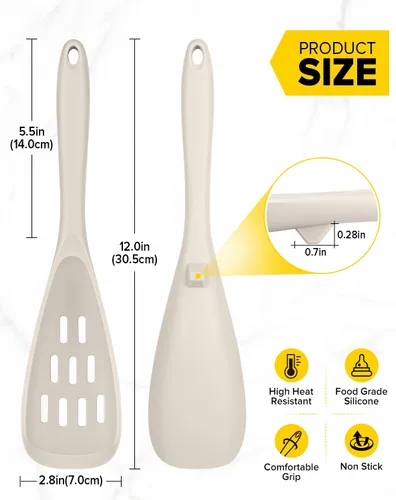 Vista 3 de BUNDLEPRO Cucharas de cocina de silicona para utensilios de cocina Caqui