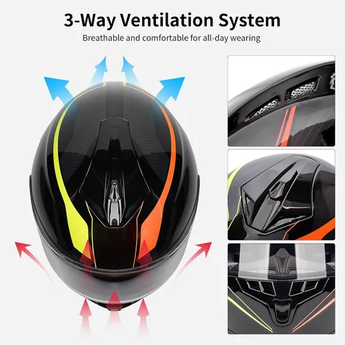 Vista 8 de Casco de cara completa FreedConn para motocicleta con Bluetooth 5.0 integrado, intercomunicador de 2 vías, con clasificación FMVSS-218, comunicación