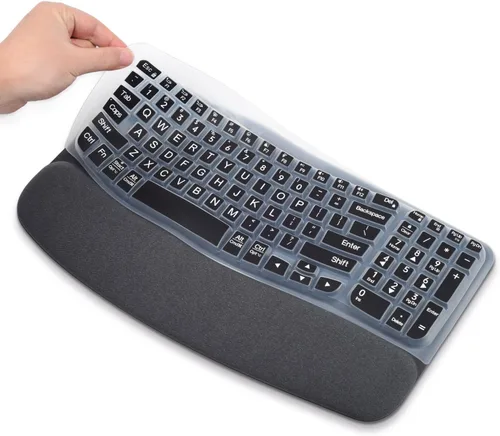Vista 8 de Logitech Wave Keys MK670 Combo - Funda para teclado Logitech Wave Keys, funda protectora ergonómica inalámbrica para teclado, accesorios de piel
