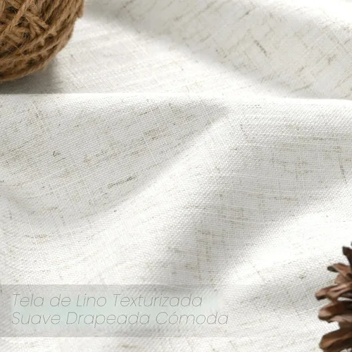 Vista 4 de Joywell 2 cortinas opacas 100%, lino, crema, beige natural, pasabarras/trabillas traseras/cinta con ganchos/anillas con pinzas, aislantes