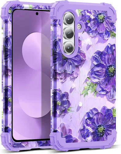 Vista 77 de Funda para Galaxy A14 5G Case, Patrón Floral 3 en 1 Protección Resistente de Servicio Pesado a Prueba de Golpes Parachoques de Goma de Silicona