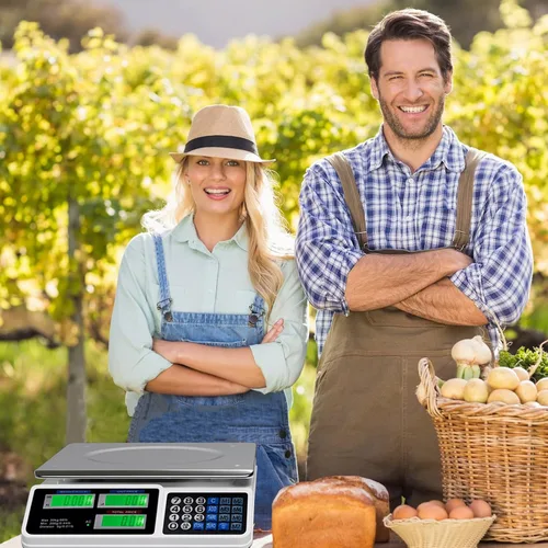 Vista 2 de S AFSTAR Báscula de computación electrónica de precios, báscula de pesaje de frutas y verduras de alimentos, 66 libras, batería recargable
