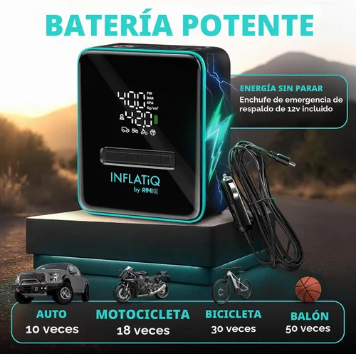 Vista 5 de INFLATiQ by RIMiQ - Inflador de neumáticos para automóviles, motocicletas