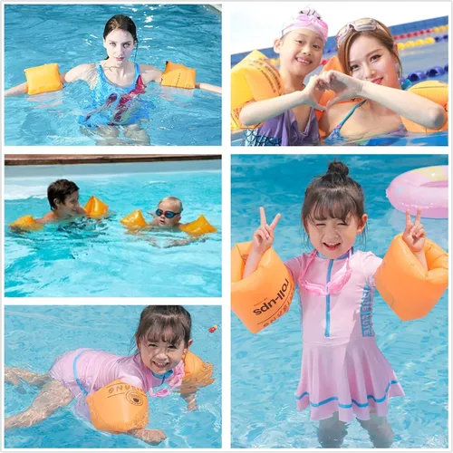 Vista 7 de Paquete de 2 a 4 flotadores de brazo para niños y adultos, flotadores de piscina, anillos de natación inflables, bandas de brazo de PVC, mangas