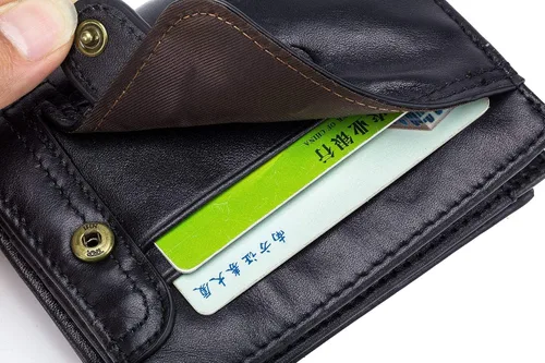 Vista 3 de Cartera de piel con bloqueo RFID para hombre, estilo vintage, con cremallera