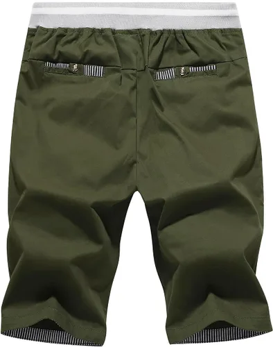 Vista 60 de JustSun Pantalones cortos para hombre, estilo casual, de algodón, con cintura elástica y bolsillos Negro