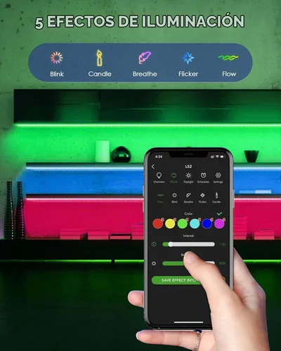 Vista 2 de VOCOlinc Tira de luz LED funciona con Apple HomeKit Siri Alexa Google Assistant 5050 RGB luces LED para dormitorio, Smart Wi-Fi, multicolor