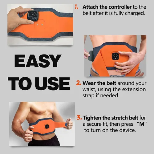 Vista 6 de FDA Cleared - Estimulador de abdomen con cinturón EMS - Cinturón de tonificación ajustable con 10 modos y 6 almohadillas, diseño de 3 capas que