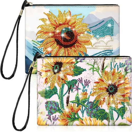 Vista 10 de Geyoga 2 Piezas Monederos de Pintura de Diamantes DIY 5D Pintura de Diamantes DIY Bolso de Mano Arte de Diamantes Bolso de Muñeca Clutch