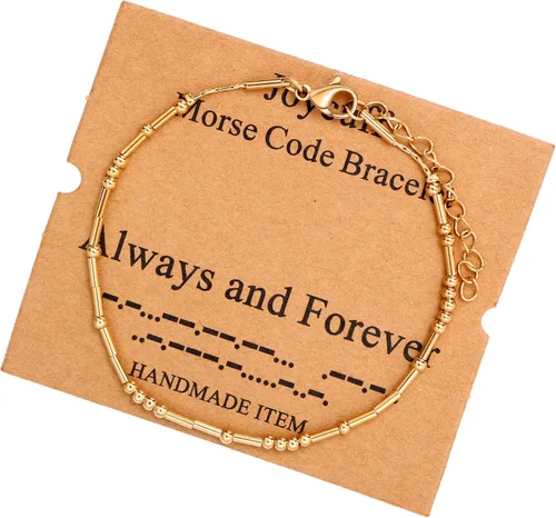 Vista 67 de JoycuFF Pulseras inspiradoras de código morse para mujeres, cuentas de plata, joyería con mantra de motivación, regalos para ella