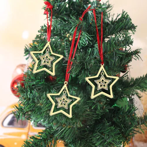 Vista 5 de 3 adornos colgantes para árbol de Navidad, decoración de árbol de Navidad de metal, para fiestas en interiores, hogar, familia, fiesta de mascotas
