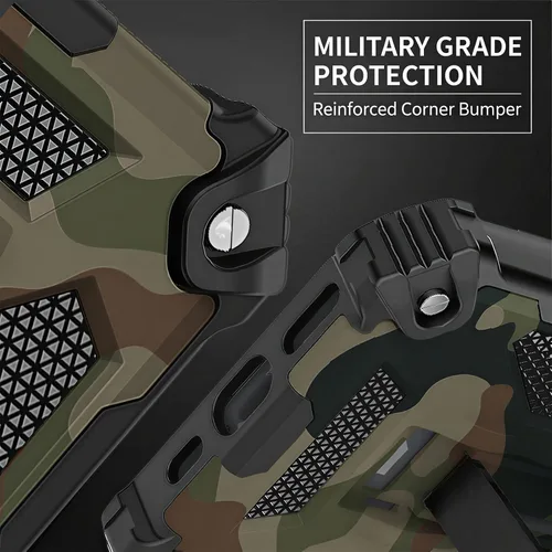 Vista 5 de CCSmall Funda de camuflaje para Apple iPhone 14 para hombres, protección resistente a prueba de golpes con función atril para iPhone 14 MC verde