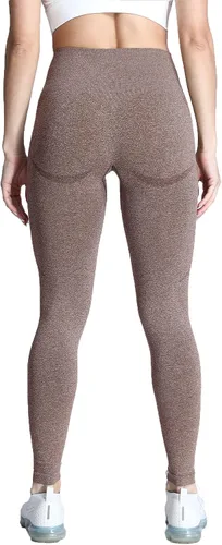 Vista 4 de Aoxjox Leggings de entrenamiento sin costuras para mujer, con contorno de sonrisa, cintura alta, pantalones de yoga para gimnasio