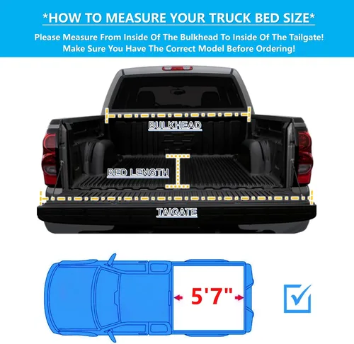 Vista 2 de Mamoru Cubierta rígida Tri Fold de 5'7" Tonneau para Nissan Titan 2004-2015 FRP Cubierta de caja de camión Ajuste para el sistema de riel