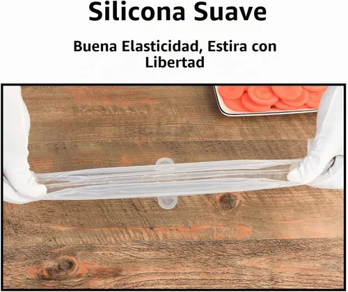 Vista 7 de TopHomer Juego de 6 tapas rectangulares de silicona elásticas, juego de 6 tamaños, reutilizables, resistentes, para mantener la comida fresca