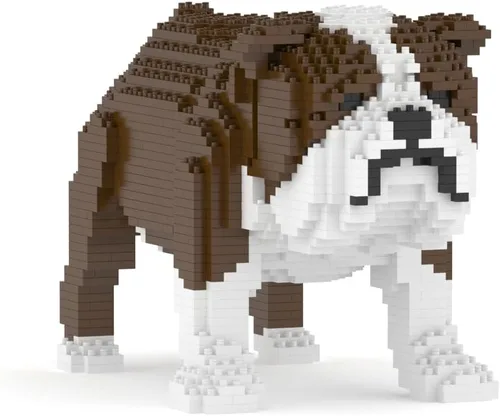 Vista 3 de JEKCA Bulldog inglés 01S-M01 Bloques de construcción de plástico para perros Edad 14+ Marrón