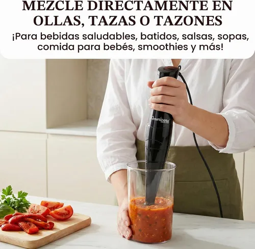 Vista 4 de Elite Gourmet EHB2425B Batidora de mano de inmersión, 1 toque, 150 W, negro