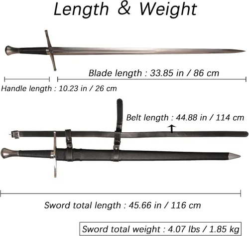 Vista 8 de Handmade Cast Sharp Blade Medieval Sword, Full Tang, with Leather Protective Cover,Real Metal Sword for Collection Gift