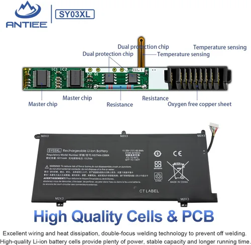 Vista 3 de ANTIEE SY03XL - Batería para portátil HP Chromebook X360 14 G1 14-DA 14-DA0011DX 14-DA0500ND 14-DA0021NR Chromebook 15-DE 15-DE0010NR 15-DE0021CL