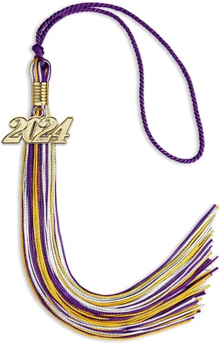 Vista 134 de Endea Graduation Borla mixta de triple color con gota de fecha dorada (negro/dorado/blanco, 2021)