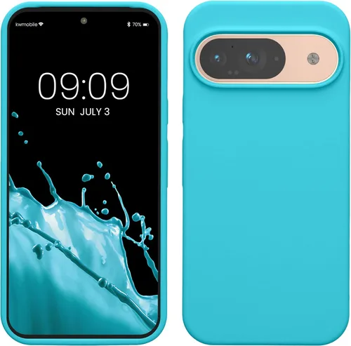 Vista 351 de kwmobile Funda Compatible con Google Pixel 6 Pro - Funda de Teléfono de Silicona TPU con Acabado Suave - Azul Caribe