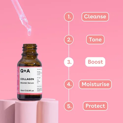 Vista 5 de Q+A Suero potenciador de colágeno (0.5 fl oz), suero facial de colágeno, cuidado de la piel con extractos de algas, suaviza, rellena e hidrata