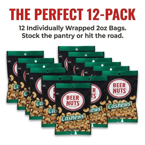 Vista 7 de BEER NUTS Anacardos - Gourmet sabroso bar y pub dulces y salados asados anacardos - Kosher, bajo en sodio, sin gluten, comida saludable para portón