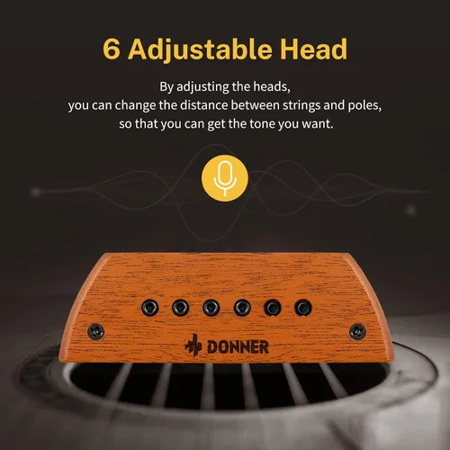 Vista 5 de Donner Pastilla de guitarra acústica, pastillas de guitarra, pastilla activa de caoba con cabezales ajustables Humbucker