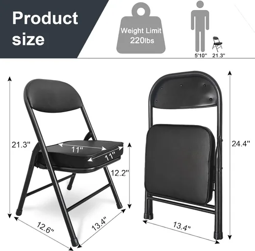Vista 3 de Mini sillas plegables acolchadas, taburete de garaje, silla de camping portátil con cojín, silla de césped ligera, para eventos deportivos al aire