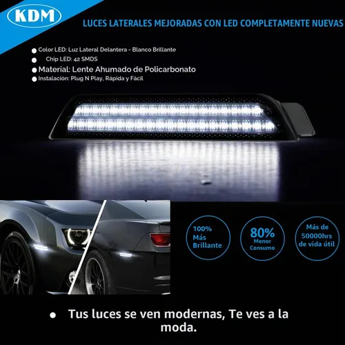 Vista 2 de KDM - Luz LED para parachoques delantero y trasero para Chevy Camaro 2010-2015 38-40 Blanco