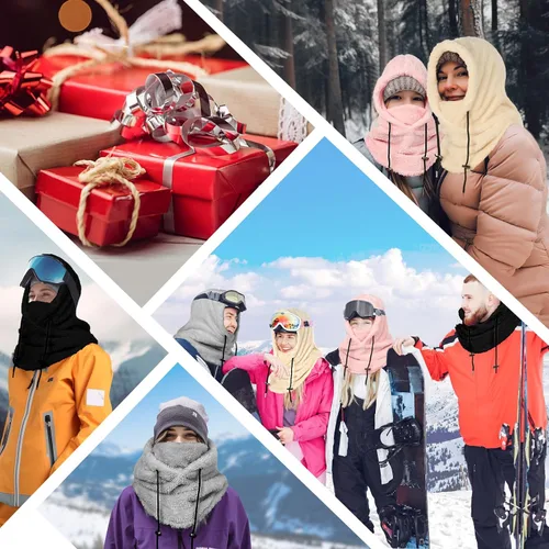 Vista 7 de Balaclava, Winter Face Mask for Men Women Hat Neck, Windproof Fleece Ski Mask Warm Face Cover Scarf Sporty Street Fashion