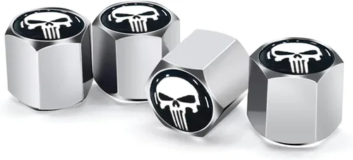 Vista 16 de Ajxn Paquete de 4 tapas de válvula de neumático con calavera para rueda de coche, cubiertas herméticas a prueba de polvo, tapas universales