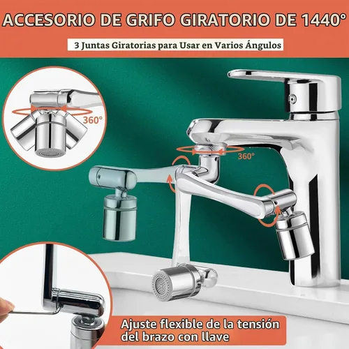 Vista 3 de Patentado CECEFIN 1080° Extensor de Grifo Giratoria - Aireador de Fregadero - Extensión de Grifo de Agua con 2 Modos de Salpicadura, Accesorio