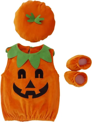 Vista 7 de oneflow Disfraz de calabaza de Halloween para bebé recién nacido, con capucha, mono con capucha