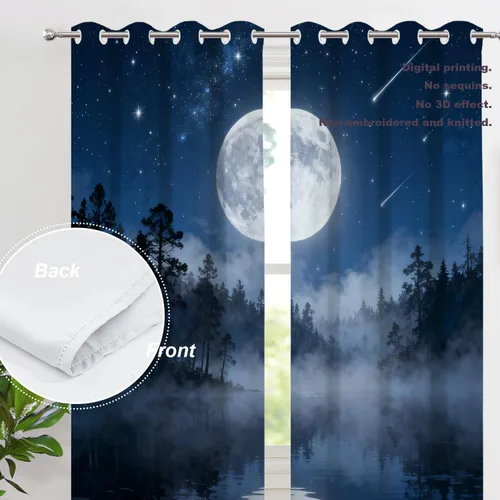 Vista 169 de Batmerry American Flag Ink Dot Blackout Tier Curtains, Red Blue White Stars Abstract Thermal Insulated Half Curtain Rod Pocket Small Valance for
