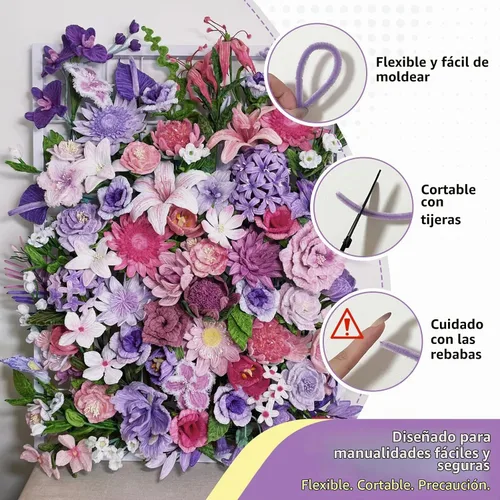 Vista 5 de 500 unidades de limpiapipas a granel, tallos de felpilla de 12 pulgadas en Morado